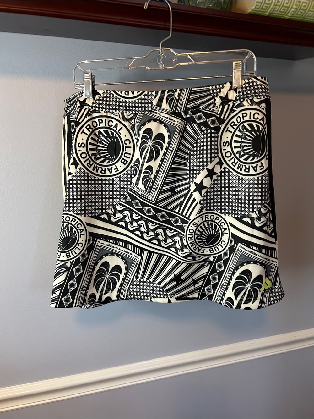adidas x Farm Rio Black and White Graphic Tropical Mini Skirt